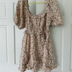 Rylee + Cru Cream Floral Mini Dress